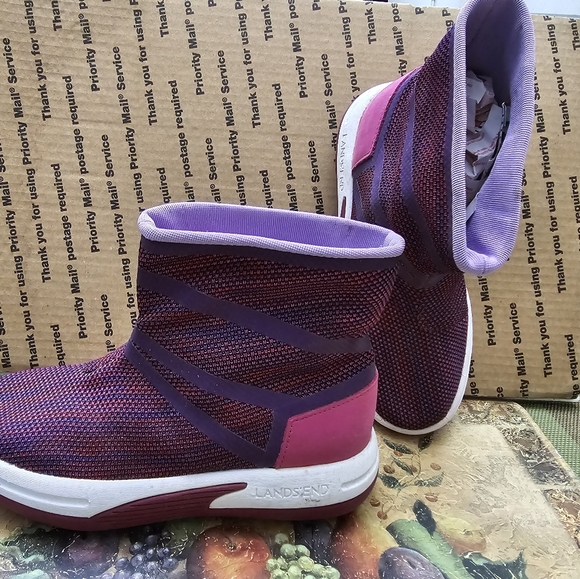 Lands'End Girls Ankle Boot Slip-on Plum/Hot Pink US4 EU36 UK3 - Picture 6 of 12